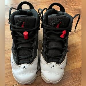 Black and White Youth Air Jordan Basketball Sneakers (4)